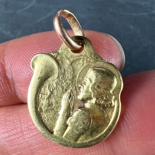 FRENCH RASUMNY DEER HUNTING HORN 18K YELLOW GOLD CHARM PENDANT - ADDITIONAL PHOTO 4