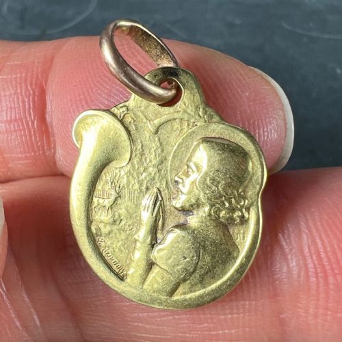 FRENCH RASUMNY DEER HUNTING HORN 18K YELLOW GOLD CHARM PENDANT - ADDITIONAL PHOTO 5