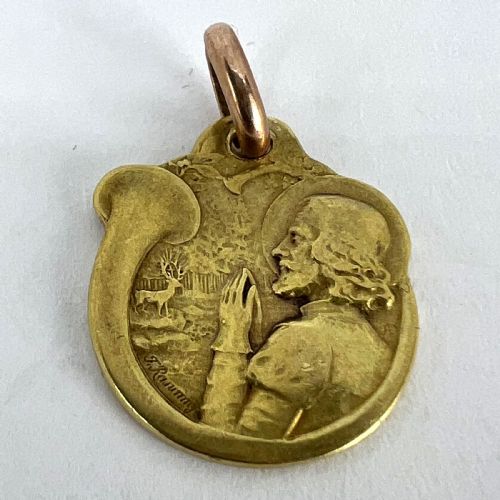 FRENCH RASUMNY DEER HUNTING HORN 18K YELLOW GOLD CHARM PENDANT - ADDITIONAL PHOTO 12
