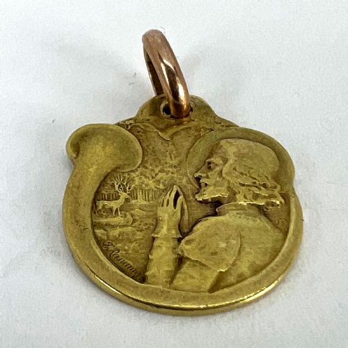 FRENCH RASUMNY DEER HUNTING HORN 18K YELLOW GOLD CHARM PENDANT - ADDITIONAL PHOTO 13