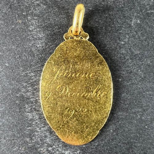 FRENCH SELLIER VIRGIN MARY 18K YELLOW GOLD MEDAL CHARM PENDANT - ADDITIONAL PHOTO 2