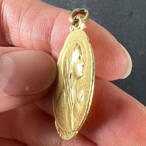 FRENCH SELLIER VIRGIN MARY 18K YELLOW GOLD MEDAL CHARM PENDANT - ADDITIONAL PHOTO 6