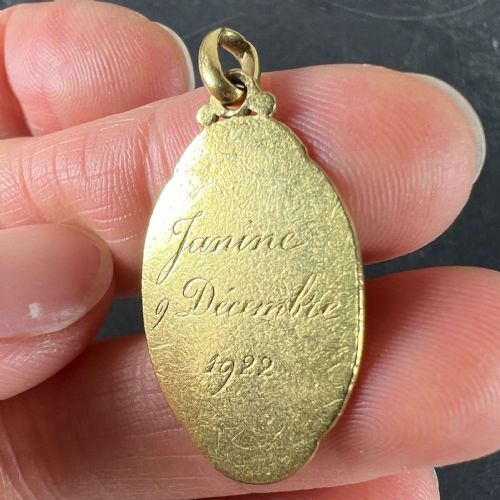 FRENCH SELLIER VIRGIN MARY 18K YELLOW GOLD MEDAL CHARM PENDANT - ADDITIONAL PHOTO 8
