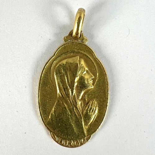 FRENCH SELLIER VIRGIN MARY 18K YELLOW GOLD MEDAL CHARM PENDANT - ADDITIONAL PHOTO 11