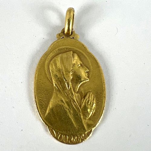 FRENCH SELLIER VIRGIN MARY 18K YELLOW GOLD MEDAL CHARM PENDANT - ADDITIONAL PHOTO 12