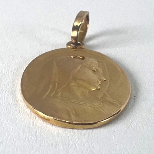 FRENCH EMILE DROPSY VIRGIN MARY 18K YELLOW GOLD RELIGIOUS MEDAL PENDANT - ADDITIONAL PHOTO 15
