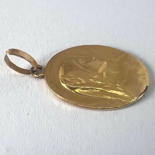 FRENCH EMILE DROPSY VIRGIN MARY 18K YELLOW GOLD RELIGIOUS MEDAL PENDANT - ADDITIONAL PHOTO 16