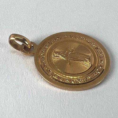 ANTIQUE FRENCH ENGRAVED VIRGIN MARY 18K ROSE GOLD RELIGIOUS MEDAL PENDANT - ADDITIONAL PHOTO 14
