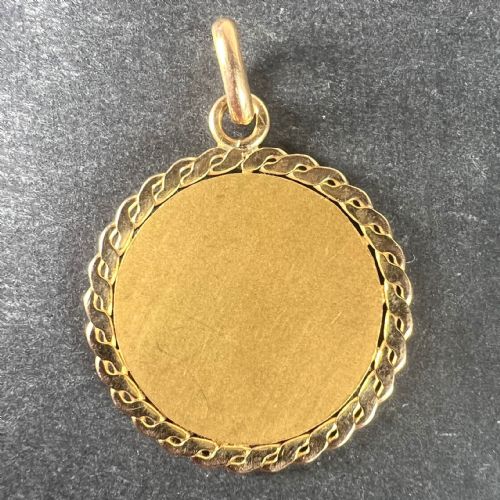 FRENCH RELIGIOUS VIRGIN MARY 18K YELLOW GOLD MEDAL PENDANT - ADDITIONAL PHOTO 2