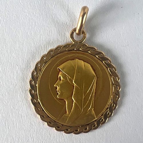 FRENCH RELIGIOUS VIRGIN MARY 18K YELLOW GOLD MEDAL PENDANT - ADDITIONAL PHOTO 11