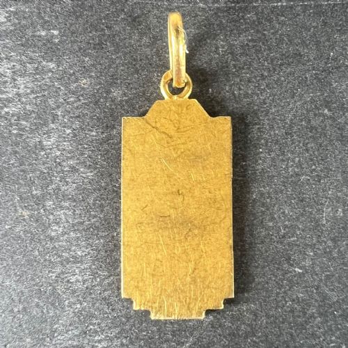 FRENCH VIRGIN MARY 18K YELLOW WHITE GOLD RELIGIOUS CHARM PENDANT - ADDITIONAL PHOTO 2