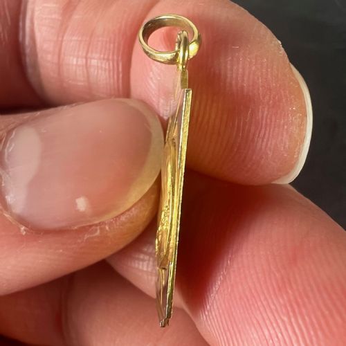 FRENCH VIRGIN MARY 18K YELLOW WHITE GOLD RELIGIOUS CHARM PENDANT - ADDITIONAL PHOTO 7