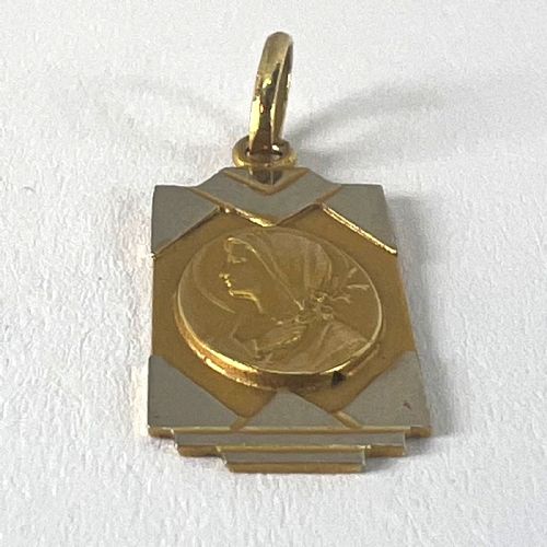 FRENCH VIRGIN MARY 18K YELLOW WHITE GOLD RELIGIOUS CHARM PENDANT - ADDITIONAL PHOTO 14