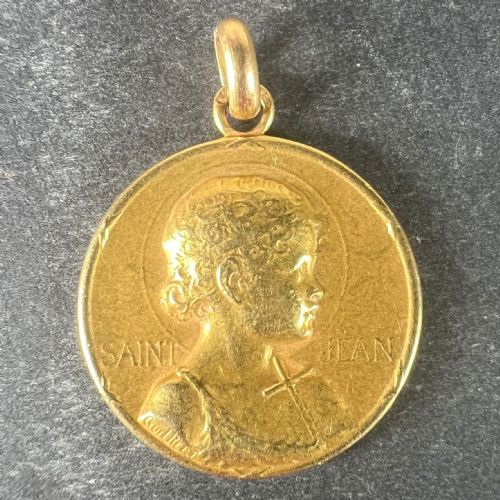 FRENCH GUILBERT SAINT JOHN THE BAPTIST JEAN 18K YELLOW GOLD CHARM PENDANT - ADDITIONAL PHOTO 1