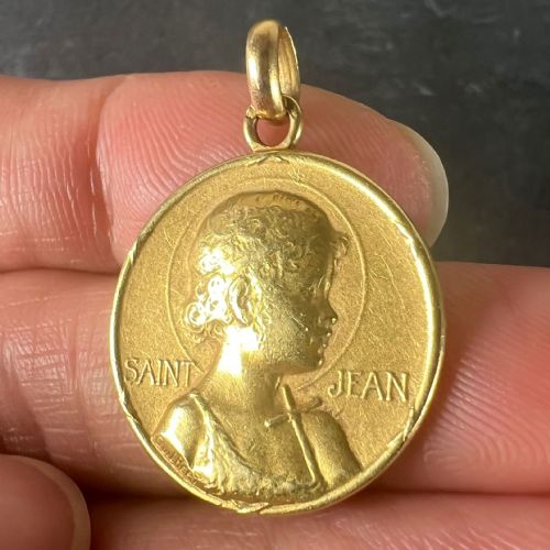 FRENCH GUILBERT SAINT JOHN THE BAPTIST JEAN 18K YELLOW GOLD CHARM PENDANT - ADDITIONAL PHOTO 5