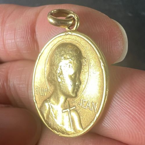 FRENCH GUILBERT SAINT JOHN THE BAPTIST JEAN 18K YELLOW GOLD CHARM PENDANT - ADDITIONAL PHOTO 6