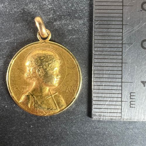 FRENCH GUILBERT SAINT JOHN THE BAPTIST JEAN 18K YELLOW GOLD CHARM PENDANT - ADDITIONAL PHOTO 10
