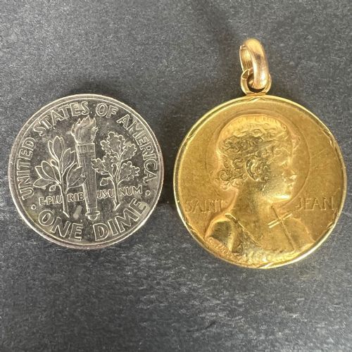 FRENCH GUILBERT SAINT JOHN THE BAPTIST JEAN 18K YELLOW GOLD CHARM PENDANT - ADDITIONAL PHOTO 11