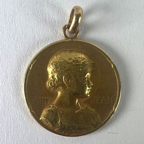 FRENCH GUILBERT SAINT JOHN THE BAPTIST JEAN 18K YELLOW GOLD CHARM PENDANT - ADDITIONAL PHOTO 12