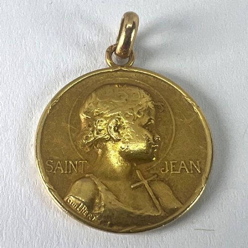 FRENCH GUILBERT SAINT JOHN THE BAPTIST JEAN 18K YELLOW GOLD CHARM PENDANT - ADDITIONAL PHOTO 13