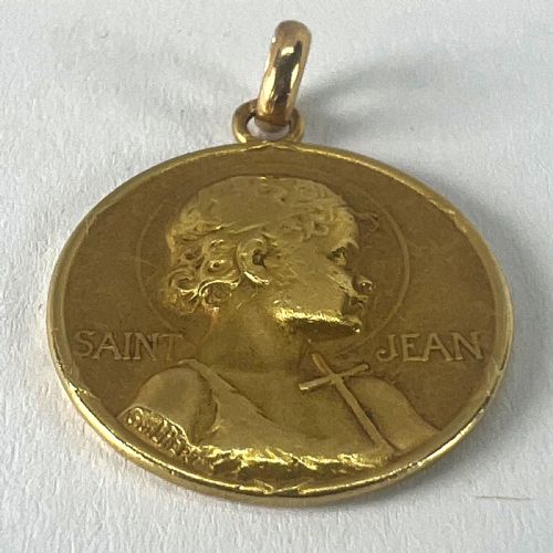FRENCH GUILBERT SAINT JOHN THE BAPTIST JEAN 18K YELLOW GOLD CHARM PENDANT - ADDITIONAL PHOTO 14