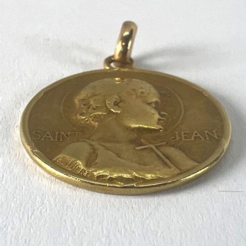 FRENCH GUILBERT SAINT JOHN THE BAPTIST JEAN 18K YELLOW GOLD CHARM PENDANT - ADDITIONAL PHOTO 15