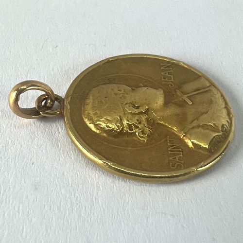 FRENCH GUILBERT SAINT JOHN THE BAPTIST JEAN 18K YELLOW GOLD CHARM PENDANT - ADDITIONAL PHOTO 16