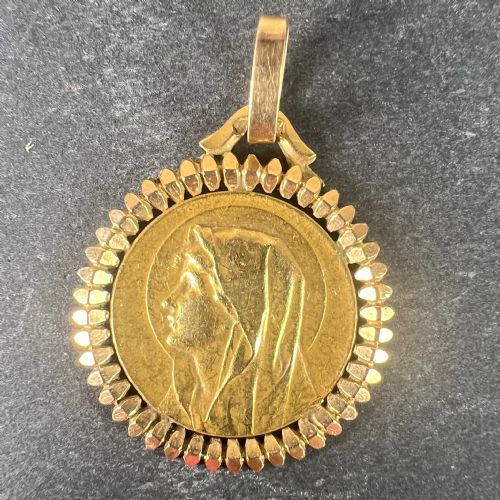 FRENCH PAGELI PERRIAT VIRGIN MARY 18K YELLOW GOLD RELIGIOUS MEDAL PENDANT - ADDITIONAL PHOTO 1