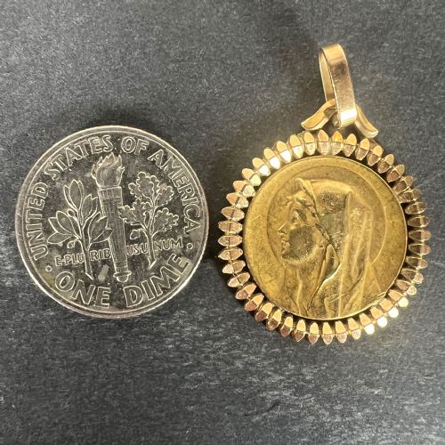 FRENCH PAGELI PERRIAT VIRGIN MARY 18K YELLOW GOLD RELIGIOUS MEDAL PENDANT - ADDITIONAL PHOTO 10