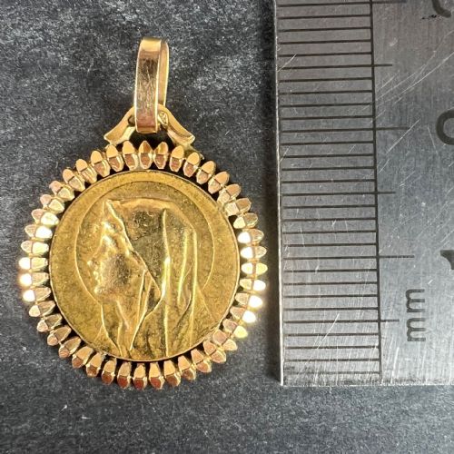 FRENCH PAGELI PERRIAT VIRGIN MARY 18K YELLOW GOLD RELIGIOUS MEDAL PENDANT - ADDITIONAL PHOTO 11