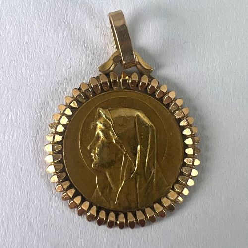 FRENCH PAGELI PERRIAT VIRGIN MARY 18K YELLOW GOLD RELIGIOUS MEDAL PENDANT - ADDITIONAL PHOTO 12