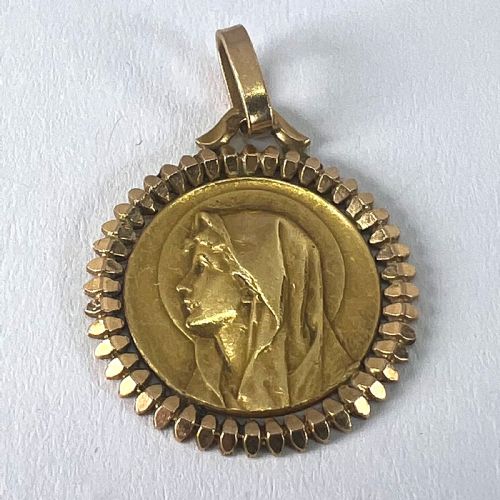 FRENCH PAGELI PERRIAT VIRGIN MARY 18K YELLOW GOLD RELIGIOUS MEDAL PENDANT - ADDITIONAL PHOTO 13