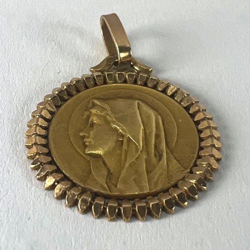 FRENCH PAGELI PERRIAT VIRGIN MARY 18K YELLOW GOLD RELIGIOUS MEDAL PENDANT - ADDITIONAL PHOTO 14