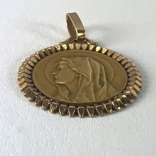 FRENCH PAGELI PERRIAT VIRGIN MARY 18K YELLOW GOLD RELIGIOUS MEDAL PENDANT - ADDITIONAL PHOTO 15