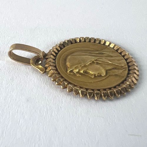 FRENCH PAGELI PERRIAT VIRGIN MARY 18K YELLOW GOLD RELIGIOUS MEDAL PENDANT - ADDITIONAL PHOTO 16