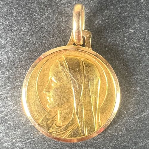MONIER FRENCH VIRGIN MARY 18K YELLOW GOLD PENDANT CHARM MEDAL - ADDITIONAL PHOTO 1