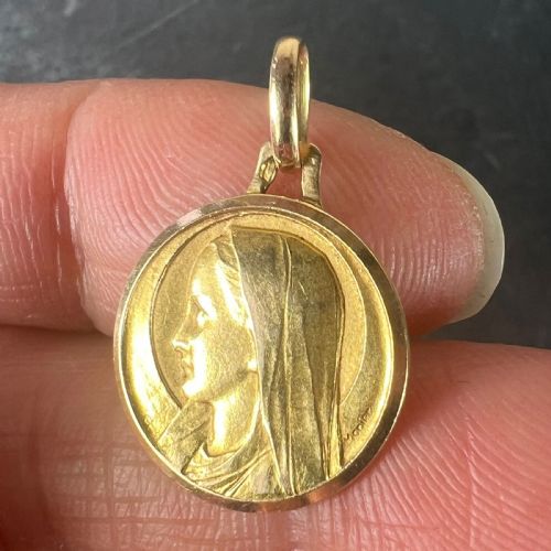 MONIER FRENCH VIRGIN MARY 18K YELLOW GOLD PENDANT CHARM MEDAL - ADDITIONAL PHOTO 5