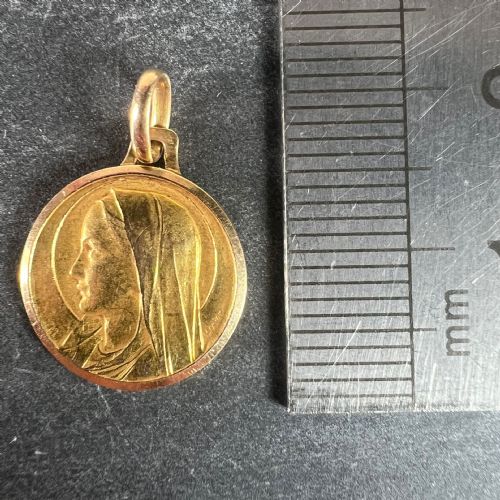 MONIER FRENCH VIRGIN MARY 18K YELLOW GOLD PENDANT CHARM MEDAL - ADDITIONAL PHOTO 9