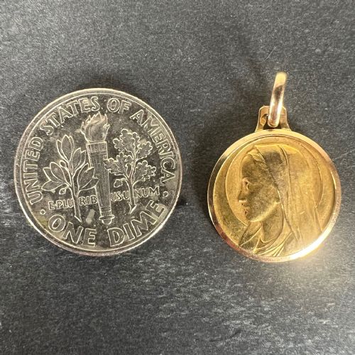 MONIER FRENCH VIRGIN MARY 18K YELLOW GOLD PENDANT CHARM MEDAL - ADDITIONAL PHOTO 10
