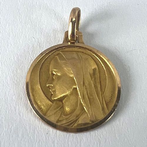 MONIER FRENCH VIRGIN MARY 18K YELLOW GOLD PENDANT CHARM MEDAL - ADDITIONAL PHOTO 11