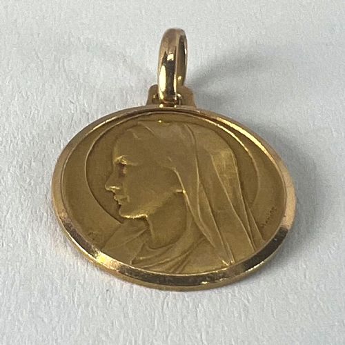 MONIER FRENCH VIRGIN MARY 18K YELLOW GOLD PENDANT CHARM MEDAL - ADDITIONAL PHOTO 12