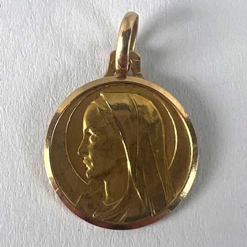 MONIER FRENCH VIRGIN MARY 18K YELLOW GOLD PENDANT CHARM MEDAL - ADDITIONAL PHOTO 13