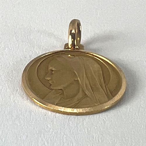 MONIER FRENCH VIRGIN MARY 18K YELLOW GOLD PENDANT CHARM MEDAL - ADDITIONAL PHOTO 14