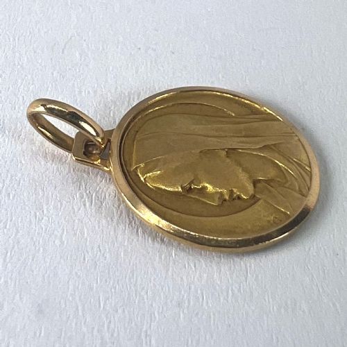 MONIER FRENCH VIRGIN MARY 18K YELLOW GOLD PENDANT CHARM MEDAL - ADDITIONAL PHOTO 15