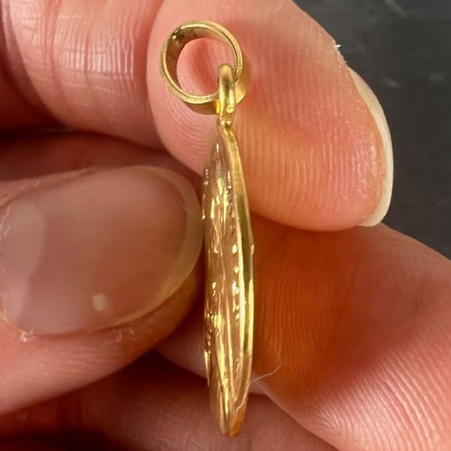 FRENCH MAZZONI SACRED HEART MADONNA AND CHILD 18K YELLOW GOLD MEDAL PENDANT - ADDITIONAL PHOTO 7