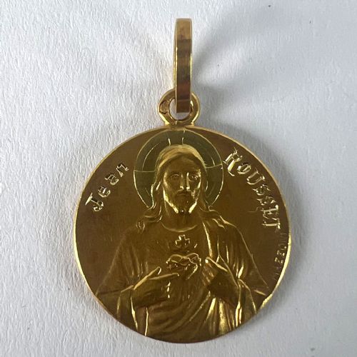 FRENCH MAZZONI SACRED HEART MADONNA AND CHILD 18K YELLOW GOLD MEDAL PENDANT - ADDITIONAL PHOTO 12