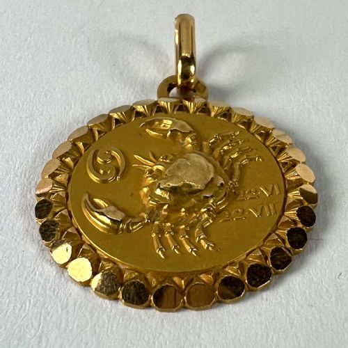 FRENCH PERROUD LARGE CANCER ZODIAC STARSIGN 18K YELLOW GOLD CHARM PENDANT - ADDITIONAL PHOTO 13
