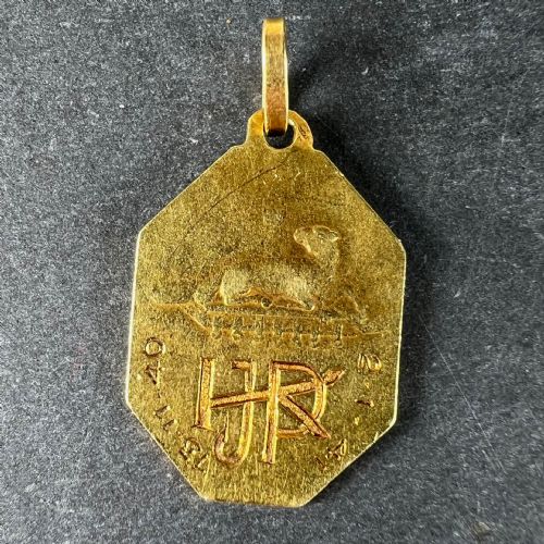 FRENCH ART DECO PAUL BRANDT 18K YELLOW GOLD JESUS CHRIST MEDAL CHARM PENDANT - ADDITIONAL PHOTO 2