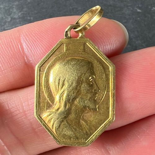FRENCH ART DECO PAUL BRANDT 18K YELLOW GOLD JESUS CHRIST MEDAL CHARM PENDANT - ADDITIONAL PHOTO 4