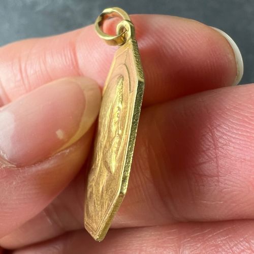 FRENCH ART DECO PAUL BRANDT 18K YELLOW GOLD JESUS CHRIST MEDAL CHARM PENDANT - ADDITIONAL PHOTO 6